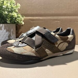 Coach Women’s Kyra Casual Shoe Brown Signature Logo Hook & Loop Strap